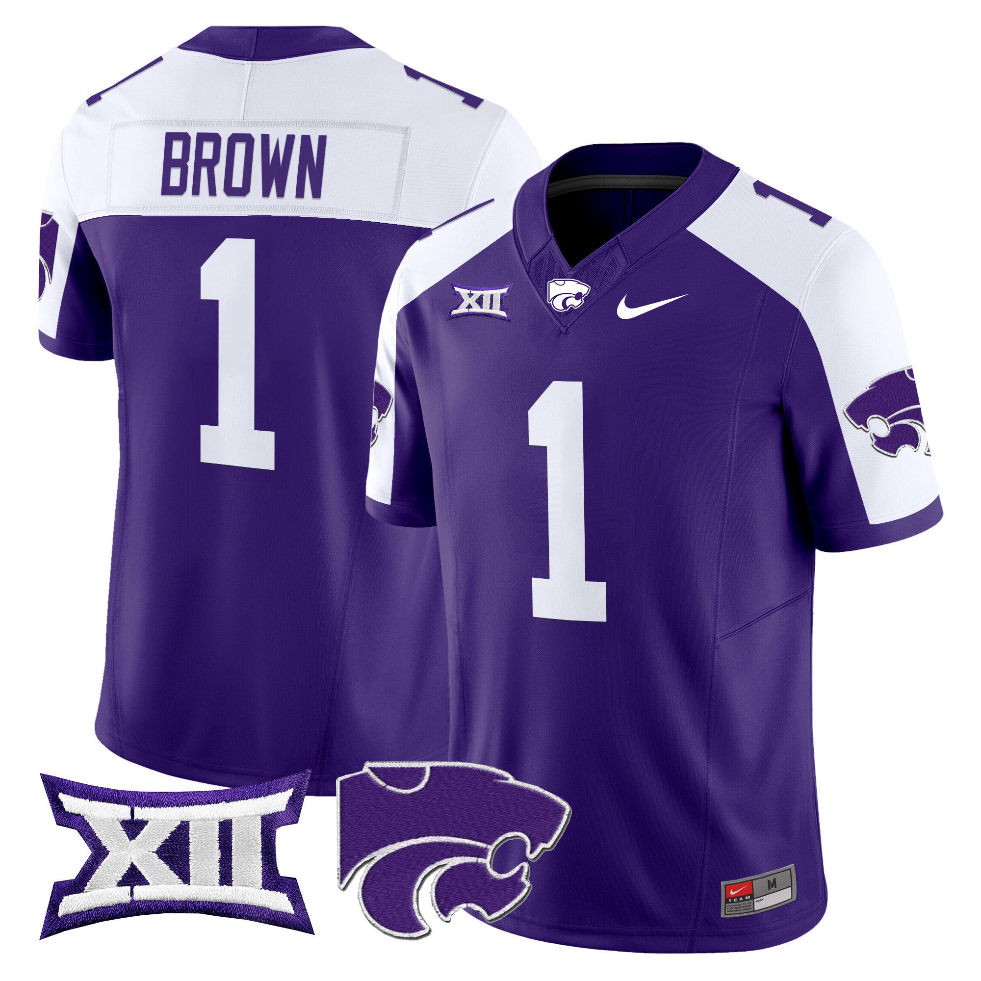 Men Kansas State Wildcats #1 Brown Purple Nike 2024 Vapor Limited NCAA Jersey